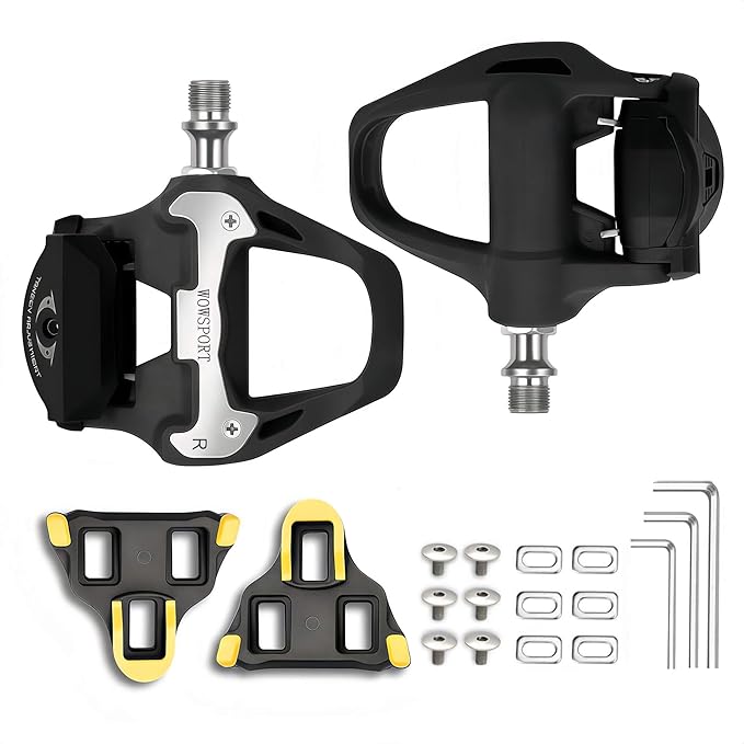 WOWSPORT SPD-SL Road Bike Pedals - Lightweight Clipless Pedals with 3-Bolt Cleats, Sealed Bearings & Nylon Composite | Shimano SPD SL Compatible