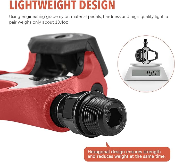 WOWSPORT Look Keo Road Bike Pedals - Lightweight Clipless Pedals with Sealed Bearings & Nylon/Carbon Body | 9/16″ Spindle, Compatible with Look Keo Cleats for Indoor & Road Cycling