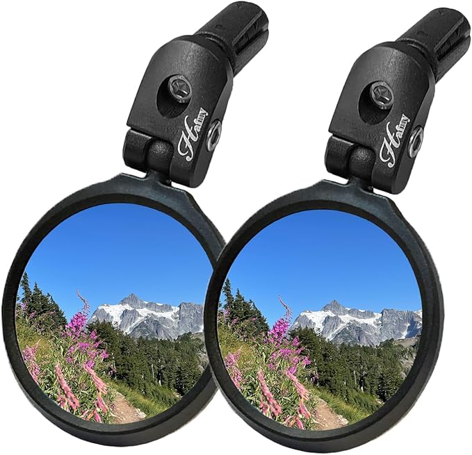 Hafny Bar End Bike Mirror, HD, Blast-Resistant, Glass Mirror, HF-MR090, HF-M951B-FR03, 2PCS (Anti-glare Blue Glass, 62mm * 2PCS)