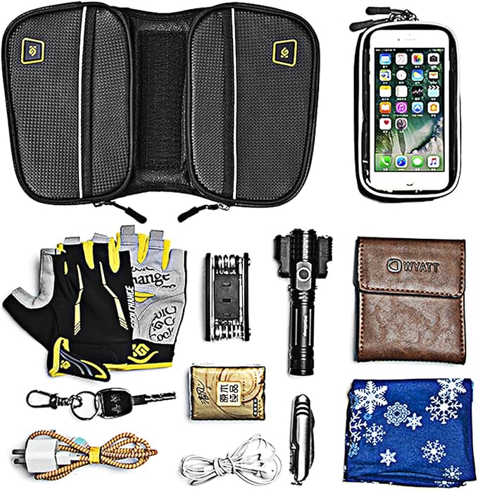 Bike Phone Front Frame Bag Waterproof Bicycle Handlebar Bag with Touch Screen Cell Phone case Holder Cycling storage Pouch for iPhone 11 XS XR Max
