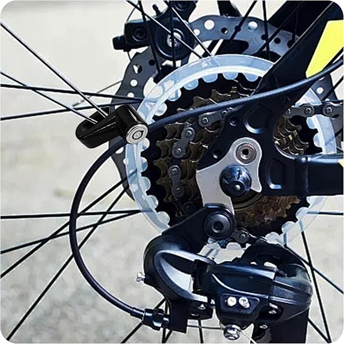 Heavy Duty Motorcycle Bike Disc Brake Lock, Anti-Theft Waterproof Wheel Lock Safety Disc Lock Padlock for Scooters and Mountain Road Cycling with Two Keys(Black)
