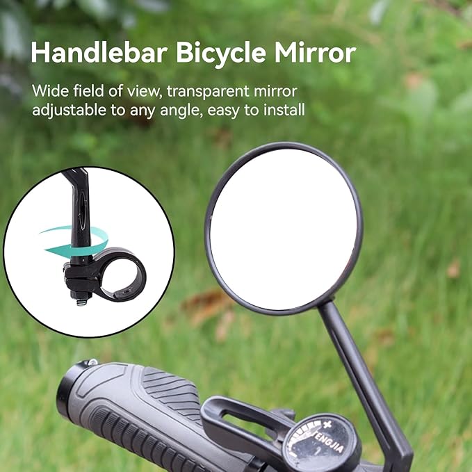 Bike Mirror Handlebar Mount, 2PCS Adjustable Bike Rear View Mirror Bicycle Mirrors for Handlebars Mountain Road Bike Scooter