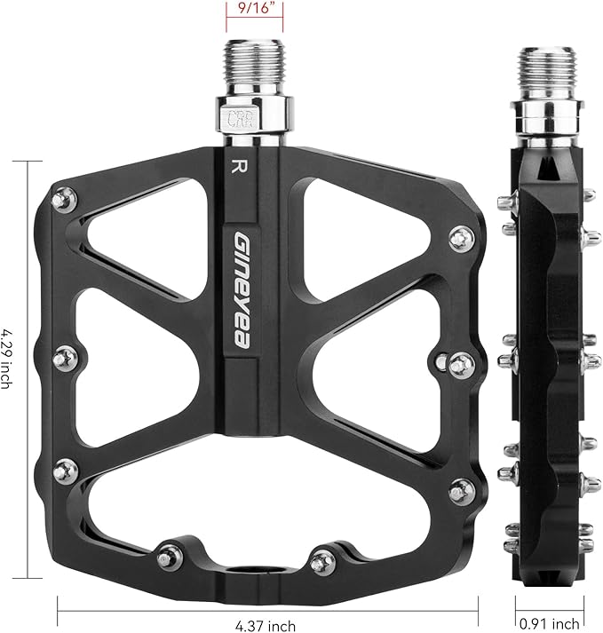 Bike Pedals, Universal Fit Bicycle Pedals Aluminum 9/16" Sealed Bearing Lightweight Wide Flat Platform for Road Mountain BMX MTB Bike