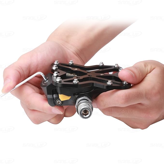 SABLUE Universal Clipless to Platform Adapters Cleats Pedal for SPD Shimano Speedplay Bike Cycle (L-Black)