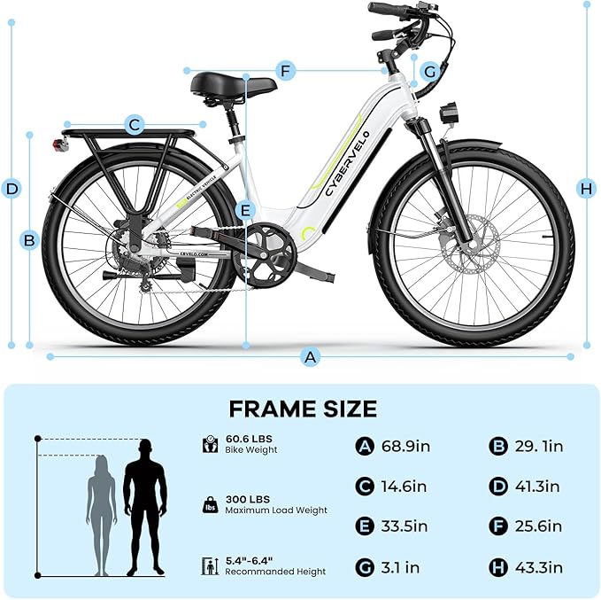 1000 Peak Electric Bike for Adults,up 80 Miles Removable Battery Ebike, 26" Electric E Bike with 7-Speed,Adult Electric Bicycles for Commute Beach Snow White Womens All Terrain