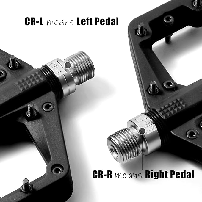 MTB Pedals Large Mountain Bike Pedals, Lightweight Nylon Fiber Composite Bicycle Platform Pedals, Grippy Pedals w 18 Pins, Cr-Mo Spindle fit w 2 Bearings, Clipless Pedals for BMX MTB Bike 9/16"