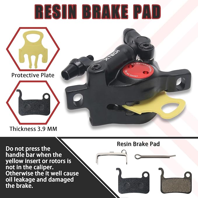 BUCKLOS Zoom HB-100 MTB Line Pulling Hydraulic Disc Brake Calipers Front + Rear, Aluminum Alloy Mountain Bike Hydraulic Disc Brakes with is/PM Universal Caliper Adapter for XC Trail, Fat Bike…