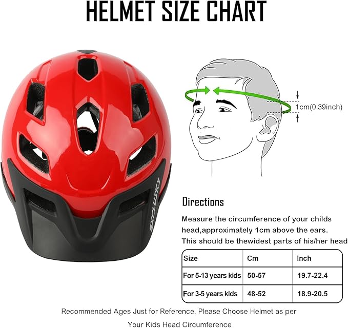 Kids Helmet, Exclusky Kids Bike Helmet Adjustable Safety Lightweight Children Bicycle Helmet for Kids Skating Cycling Scooter Boys and Girls Bicycle Helmets Ages 5-8-14