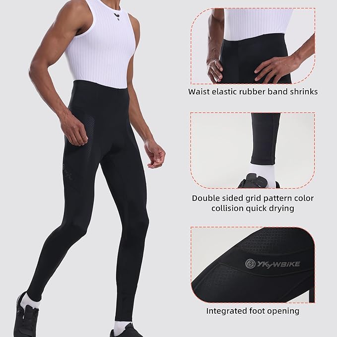 YKYWBIKE Cycling Pants for Men - Elastic Interface Padded Compression Pants Bicycle Pants Cycling Tights Leggings Bike Shorts