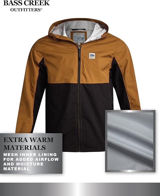 Bass Creek Outfitters Mens Windbreaker - Lightweight Mens Rain Jacket for Running Cycling Hiking with Hood