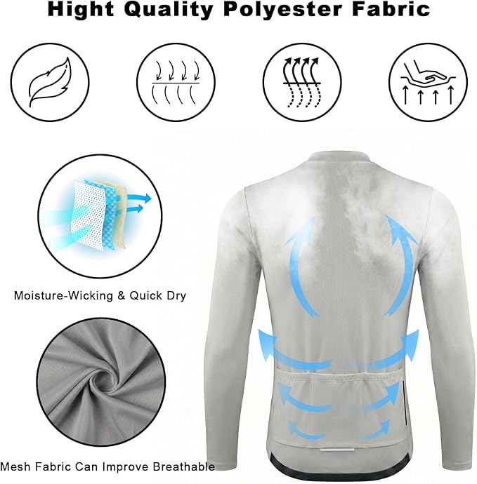 Cycling Jersey Men Bicycle Shirt Short and Long Sleeve MTB Road Biking Jersey with Pockets