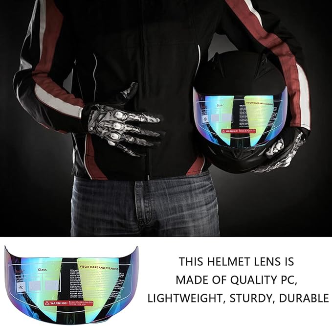 Motorcycle Helmet Visor, Anti-Fog Protection Coating Durable Scratch-Resistant Replacement Lens Motorcycle Visor Lens for Riders Commuters Touring Adventure Biking Outdoor Sports Activities