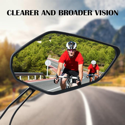 2 Pack Bike Mirrors, 360°Rotatable HD Wide Angle Rear View Mirror - Universal Handlebar Accessories for Mountain/Road Bike, Scooter, E-Bike (Black)