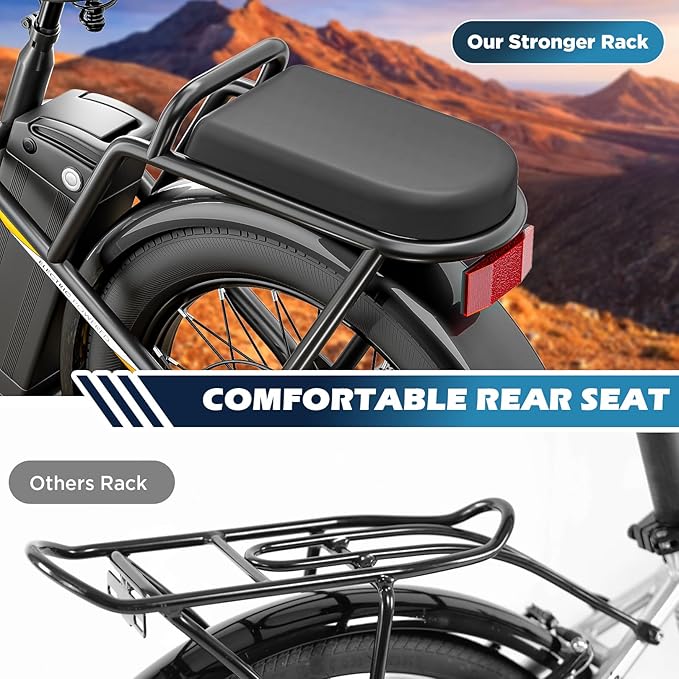 Caroma Peak 500W/800W/1200W Electric Scooter with Seat, 20" Fat Tire Electric Bike with 48V Removable Battery, Up to 30Miles & 20MPH, Adult Scooter for Commuting with Basket&Adjustable Seat