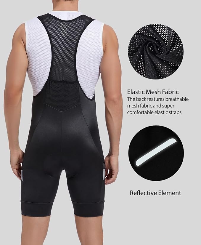 qualidyne Cycling Bibs Men, 4D Padded Road Bike Bib Shorts with Pockets, Biking Bicycle Shorts UPF50+