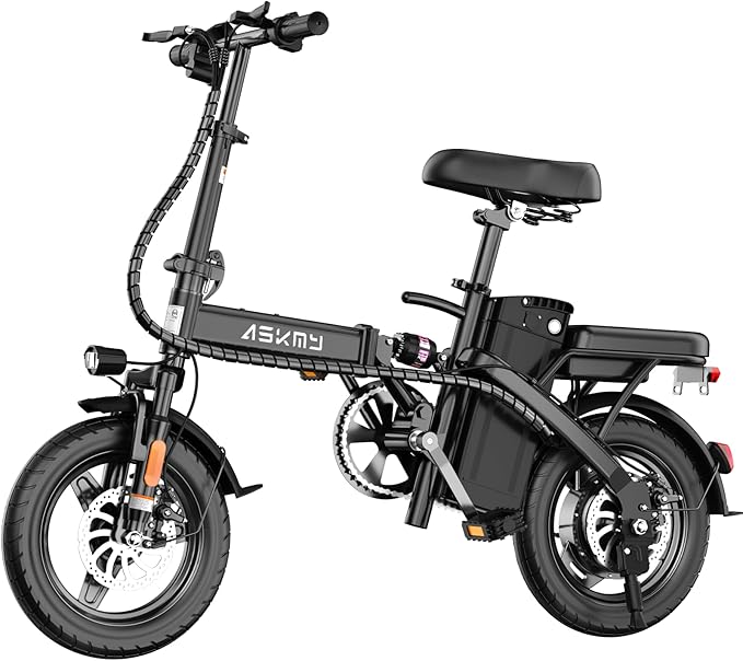 Foldable Electric Bike for Adults and Teens, 700W Peak Motor Ebike with 30-60 Miles PAS Range, 14" Folding Mini E Bike for Commute, Electric Bicycle with 48V Removable Battery
