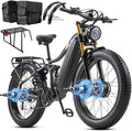 2026 Upgraded Dual Motors AWD Electric Bike for Adults 5000w/3000W/1500W Motor Dirt Ebike 40MPH/30MPH 52V/48V 30Ah/20Ah Battery Up to 90 Miles Long Range 26" Fat Tire Bicycle for Commute Mountains