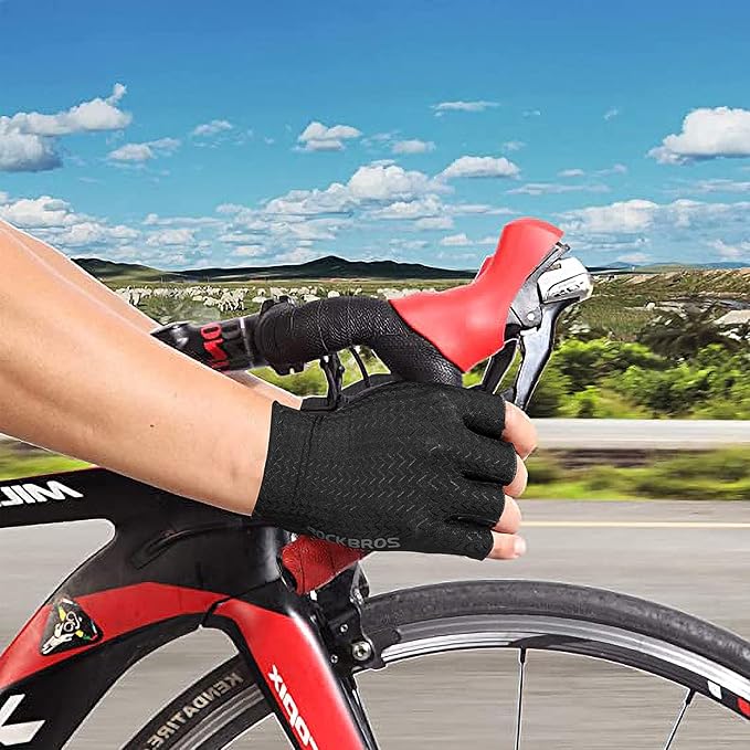 ROCKBROS Cycling Gloves - Half Finger MTB & Road Biking Gloves for Men & Women - Absorbing Gel Pad, Anti-Slip, Breathable