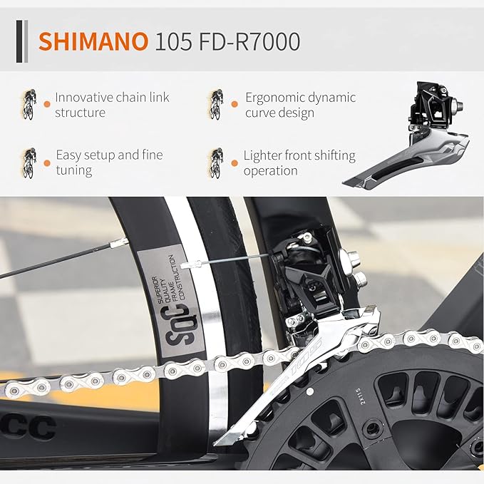 SAVADECK Carbon Road Bike, Windwar5 Carbon Fiber Frame 700C 25C Tire Racing Bicycle with Shimano 105 22 Speed Groupset Ultra-Light Bicycle for Men/Women