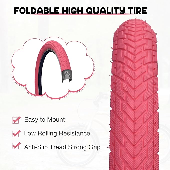 ZUKKA 20 x 2.35 Bike Tire 1/2 Pack 20 inch x 2.35 BMX Bike Tire Folding Replacement Tire for MTB Mountain Bike, BMX Bicycle Commuter Bike