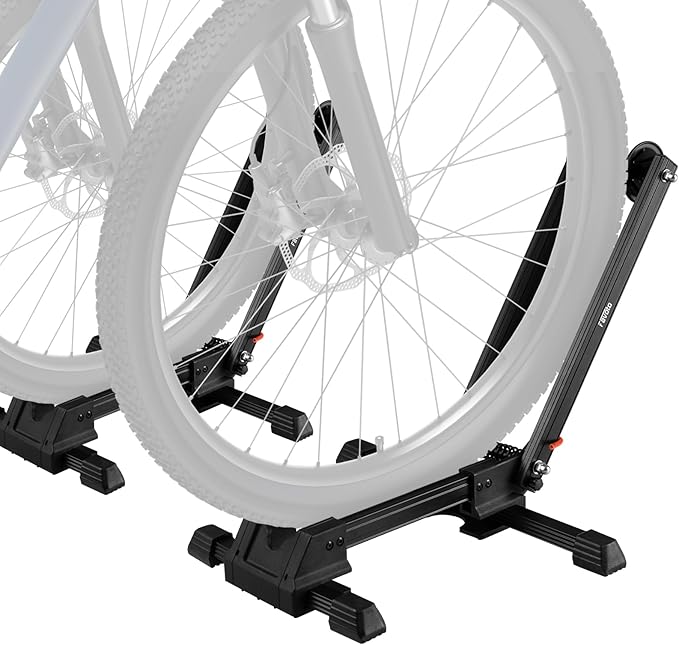 Favoto Folding Bike Stand Floor - Mountain & Road Bicycles Indoor Outdoor Garage Storage - Bicycle Parking Rack Foldable Fit 20”-29” Bikes (2 Pack)