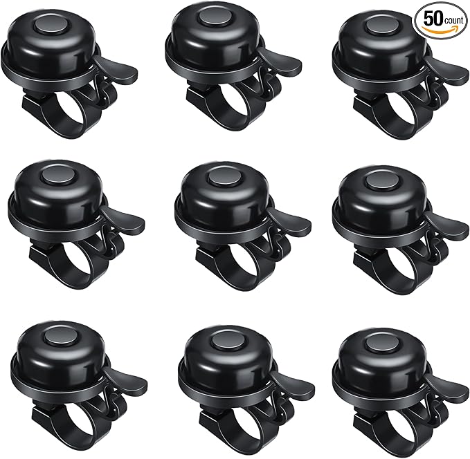 Bike Bells Bulk Aluminum Loud Crisp Bicycle Bell Clear Sound Mountain Bike Accessories Easy Installation for Boys Girls Adults Kids, Black