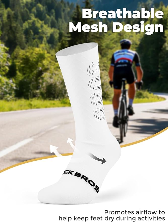 ROCKBROS Cycling Socks with Breathable Mesh, Moisture-Wicking & Odor-Resistant for Men & Women, Anti-Slip Silicone Grip