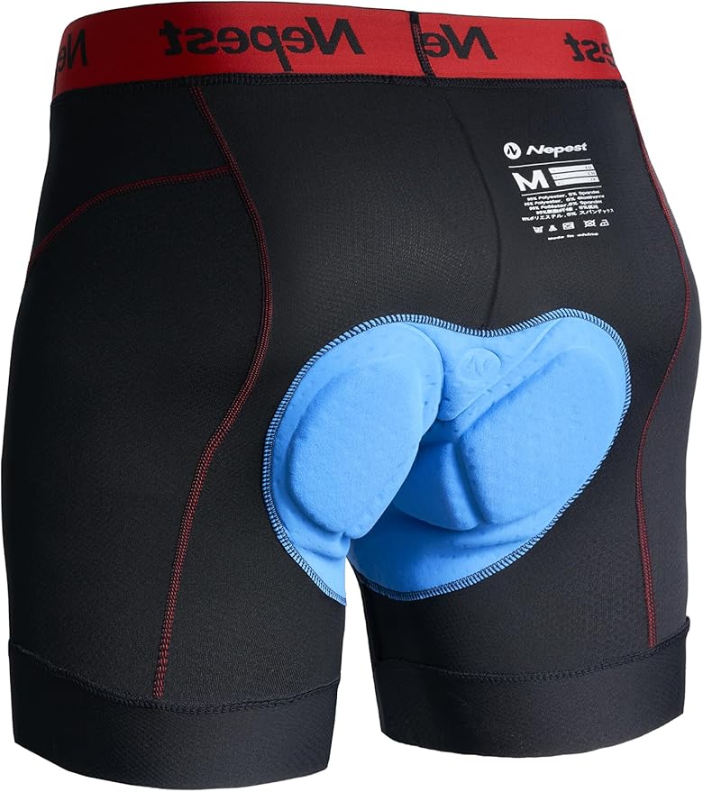 Nepest Mens Cycling Underwear 4D Padded Bike Shorts MTB Liner Mountain Bicycle Tights for Riding
