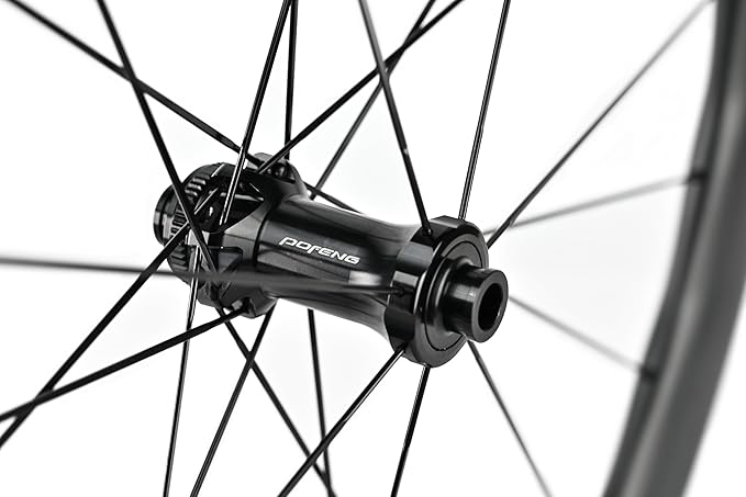 POFENG Carbon Fiber Wheelset 700c Disc Brake Road Bike 50/28mm Tubeless Wheels UD Matte