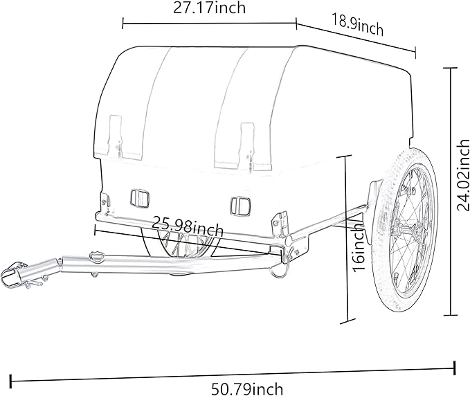 Heavy-Duty Bike Cargo Trailer with Removable Waterproof Cover – 88 lbs Capacity, 16" All-Terrain Wheels & Foldable Design for Camping, Groceries, Hauling Essentials, Green Black