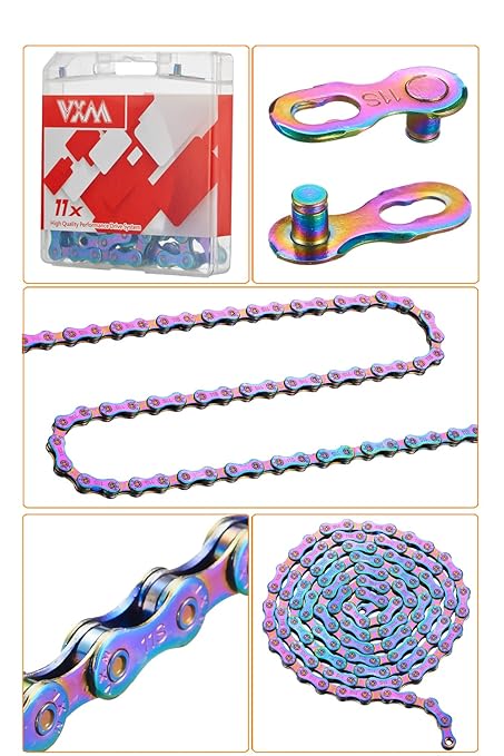 11 Speed Bike Chain Rainbow Chain for Bike 1/2" x11/128 116 Links Lightweight Bicycle Chain，Bike Chains MTN BTX MTB Mountain Bike Road Bicycle Chain