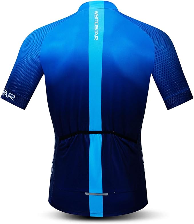 Cycling Jersey Men USA Summer Bike Short Sleeve 3-Pockets Breathable Quick-Dry Shirt S-3XL
