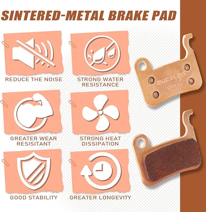 BUCKLOS Bike Disc Brake Pads - Bicycle Disk Brake Pads for Zoom/Shimano Deore XT XTR LX SLX Hone Alfine Saint for Ebike/Mountain Bike/Electric Bike/Road/Scooter