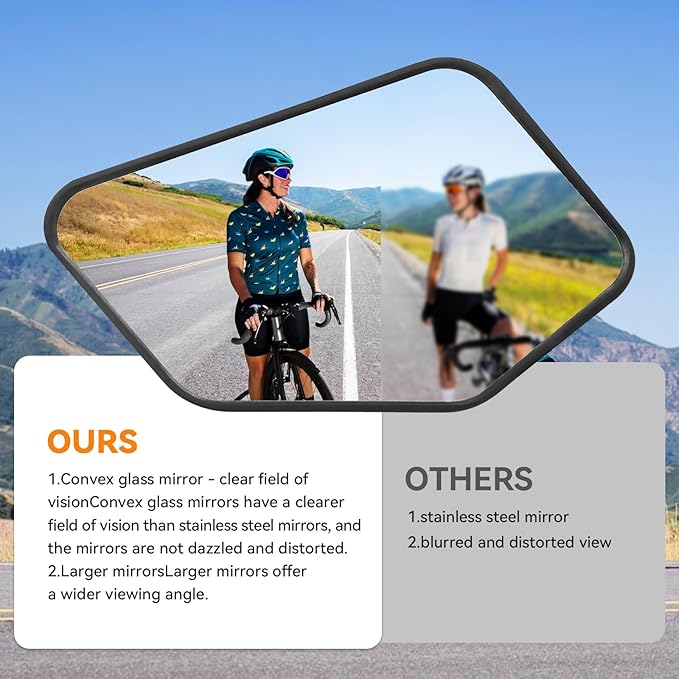 Bike Mirror, Bar End Bicycle Mirror, HD Glass Scratch Resistant and Fall Resistant E-bike Rear View Mirrors, Safe Cycle Mirror for Handlebar for E-bike, City Bikes (Left&Right 0.59-0.9")