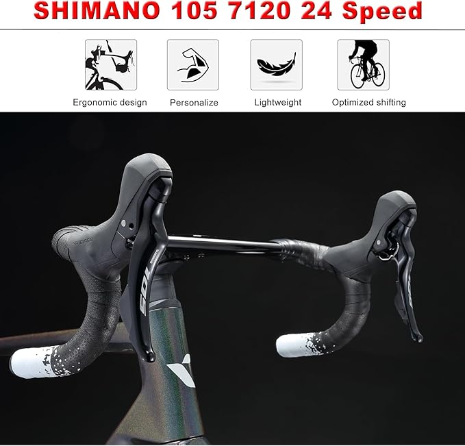 KABON Full Carbon Road Bike,Lightweight 700C Racing Bicycle with 105 R7120 24S Shift Groupset and Hydraulic Disc Brake Bike with Carbon Wheels for Adult