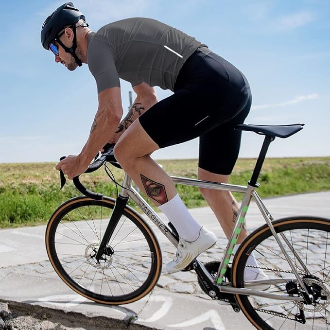 Lo.gas Cycling Jersey Men Short Sleeve, Road Bike Jerseys Full Zipper with Pockets, Bicycle Clothing Breathable Quick Dry