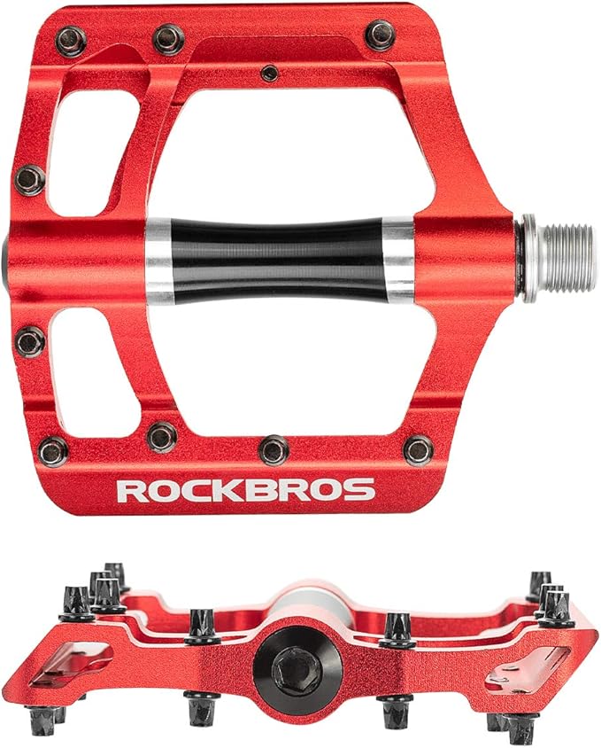 ROCKBROS Mountain Bike Pedals MTB Pedals Bicycle Flat Pedals Aluminum 9/16" Sealed Bearing Lightweight Platform for Road Mountain BMX MTB Bike