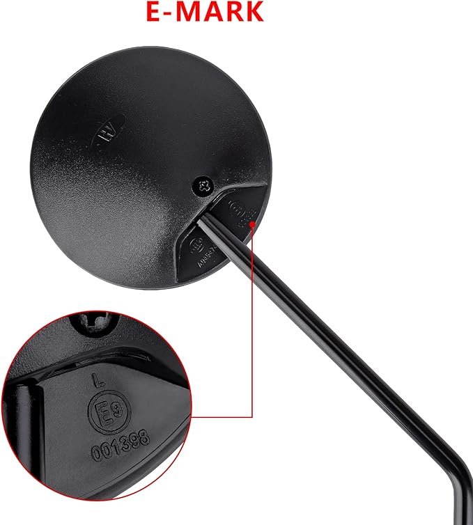 Universal 2Pcs Round Motorcycle Mirrors, Motorcycle Rearview Mirrors Side Mirrors with 8mm Bolt, 7/8" Handlebar Mount M8 Copatible with ATV, Dirt bike, Scooter, Moped, E-Bike
