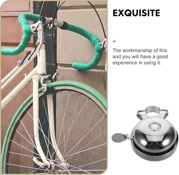 FRCOLOR Vintage Bicycle Bell Metal Bike Ring Bell Silver Aluminum Horn for Adults Boys Retro Manual Bike Accessory
