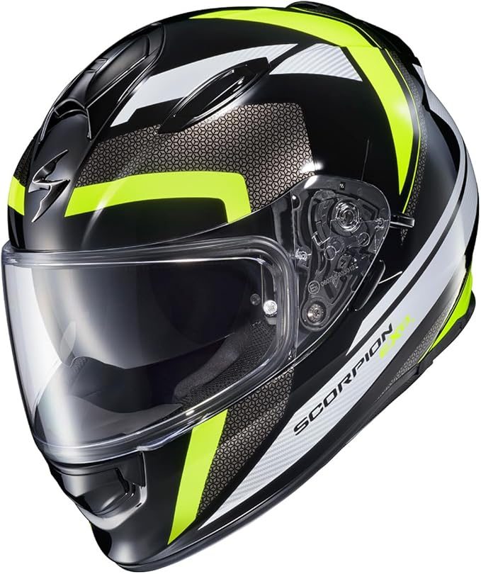 ScorpionEXO Ryzer Full Face Motorcycle Helmet with Pinlock Ready Shield with Integrated Speaker Pockets DOT ECE Approved Evolution (Hi-Viz - Small)