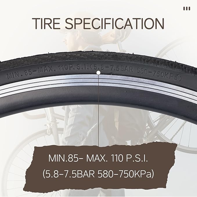 MEGHNA Bike Tire 700C Road Bike Foldable 700 x 25/28C Tire for Road Racing Anti Slip 25/28-622mm Replacement Tire for Fixed Gear Hybrid Bike Commuter Bike