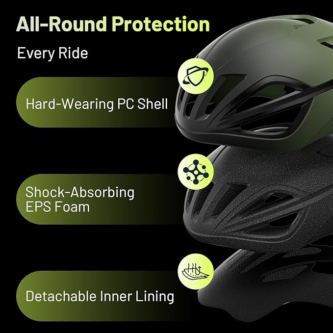 Favoto Adult Bike Helmet for Men & Women, Lightweight Cycling Helmet with Adjustable Fit, Sleek Streamlined Design, Road Commuter & Mountain Riding