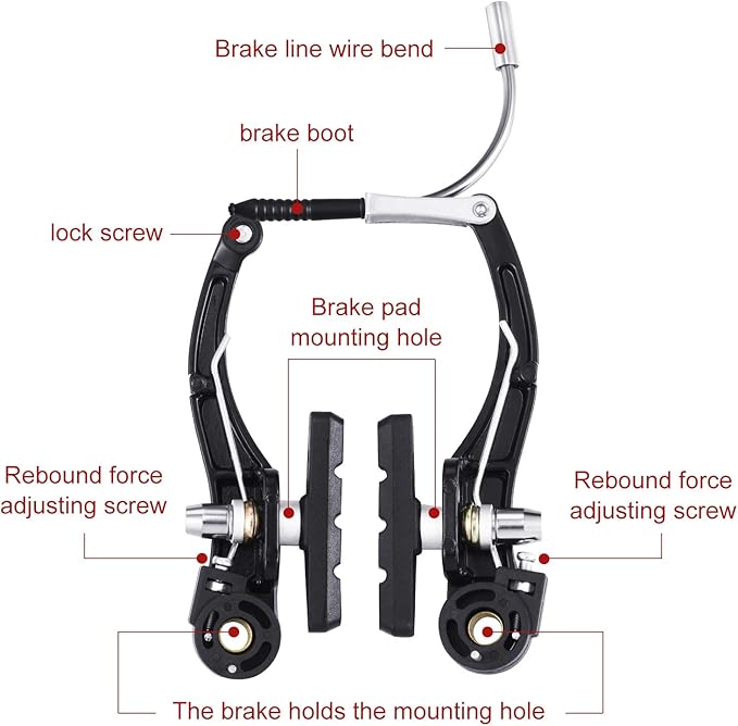 Universal Mountain Bike Brakes Set - 2 Pairs, Replacement for Most Bicycles, Includes 2 Pieces Brake Cables, Gear Shift Cable Wire, End Caps, End Ferrules