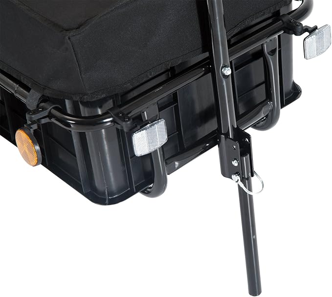Bike Cargo Trailer with Removable Waterproof Cover and Box– 88 lbs Capacity, Bicycle Trailer w/16 Wheels and Safe Reflectors