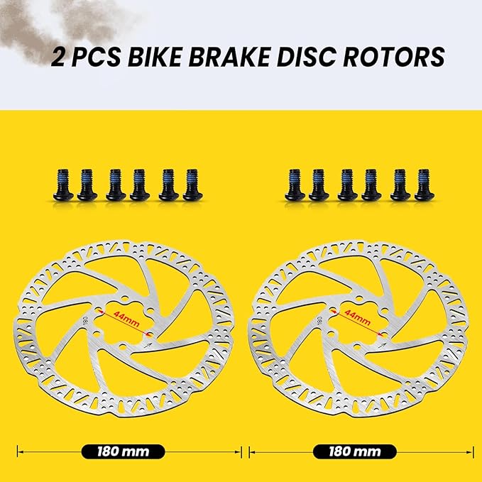 Hycline 4-Pistons Ebike Hydraulic Brake Set: Zoom H876E 2-PIN Power-Off Electric Bike Disc Brake Kit Included 160mm/180mm Rotors and Mounting Adapter