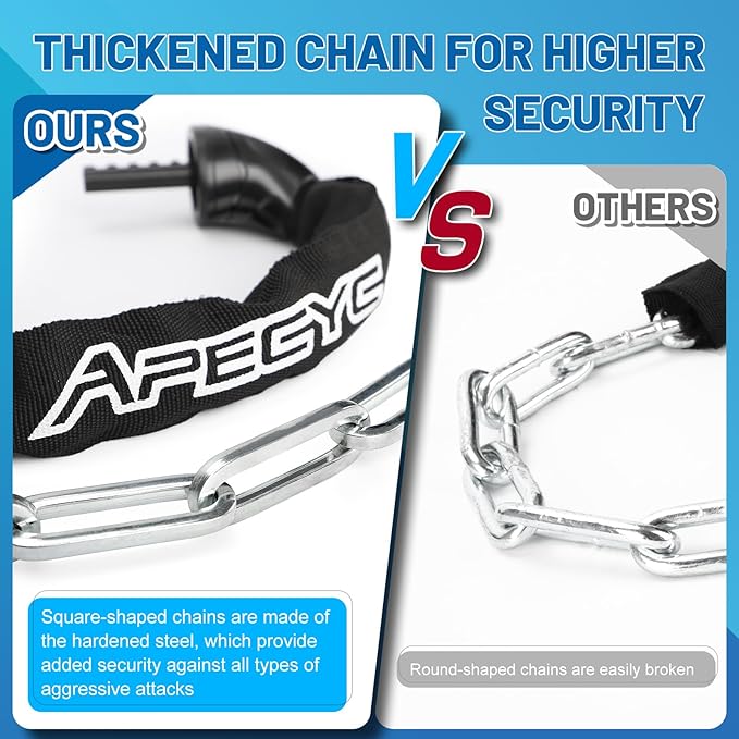 Heavy Duty Bike Chain Lock – 5 Digit Combination Anti-Theft Bicycle Lock, 3FT/4FT/5FT Hardened Steel Square Links for E-Bike, Motorcycle, Scooter, Gate
