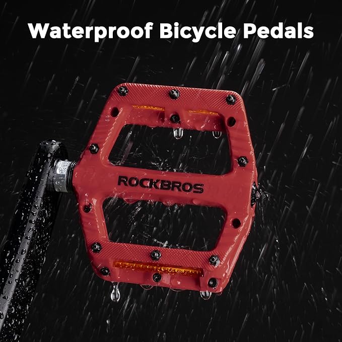 ROCKBROS Mountain Bike Pedals Bicycle Nylon Pedals 9/16 Inch Sealed Bearing Lightweight Platform for Road Mountain BMX MTB Bike