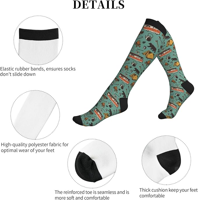 bassyil Compression Socks for Women & Men Circulation 15-20 mmHg Knee High Best Support for Nurses Travel Running Athletic