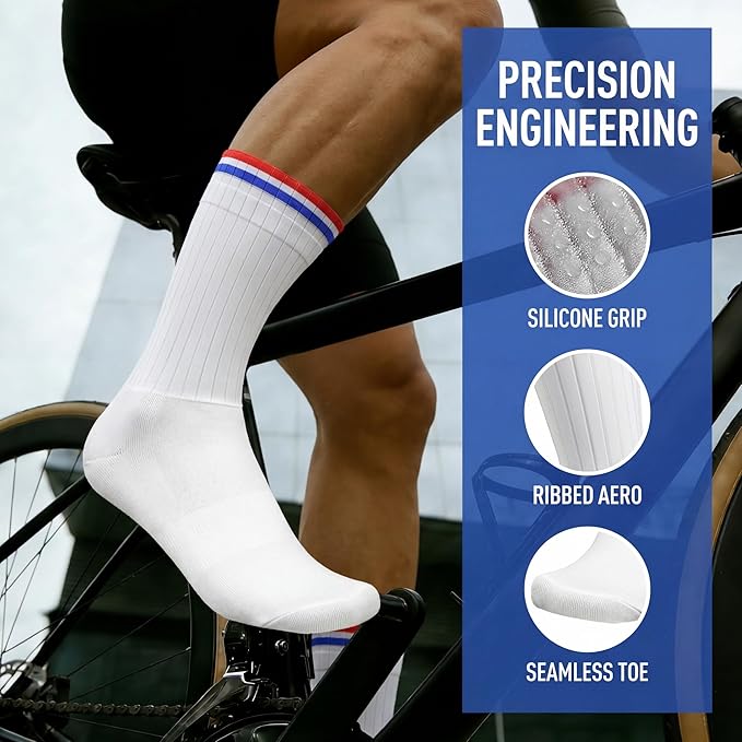 Cycling Socks for Men & Women - 3D Arch Support Compression Bike Socks | Moisture Wicking & Breathable