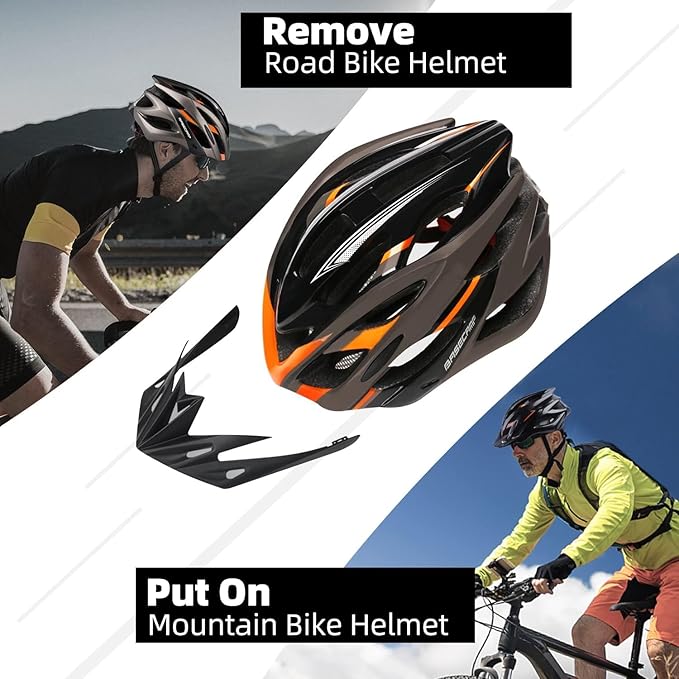 Basecamp Bike Helmet for Women Men with LED Safety Light Removable Sun Visor Lightweight Bicycle Helmet Adjustable Breathable Mountain & Road Cycling Helmets for Adult